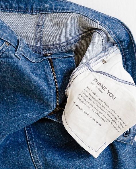 Outland Denim on Instagram: “It’s what’s inside that counts. Printed on the pocket lining of every pair of Outland denims is a message from one of the seamstresses that…” Denim Campaign, Diesel Denim, Branding Design Packaging, Denim Projects, Branded Content, Garment Industry, Denim Hat, Denim Crafts, Denim Diy