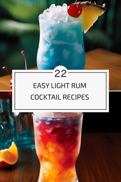 Looking for quick and easy light rum cocktail recipes to try at home? Check out these 22 refreshing options like Blue Hawaii, Bermuda Rum Swizzle, Lava Flow, Bali Hai, and more. From tropical delights to unique concoctions, these cocktails are perfect for any occasion. Light Rum Cocktails, Light Rum Drinks, Brugal Rum, Unique Alcoholic Drinks, Rum Drinks Easy, Best Rum Cocktails, Summer Rum Cocktails, Flaming Volcano, Rum Cocktails Easy