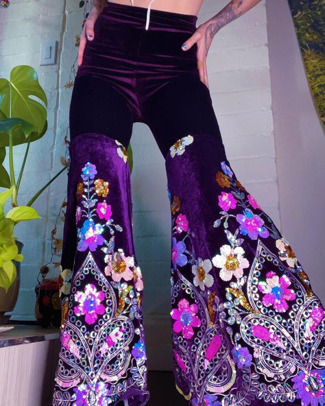 Sequin Bell Bottoms, Disco Lemonade, Velvet Bottoms, 70s Outfits, Add To Cart, Purple Velvet, Character Outfits, Festival Outfits, Festival Fashion