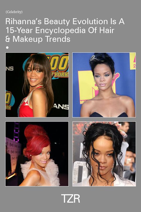 Bad Gal Riri, Bad Gal Mascara, Rhianna With Bangs, Turquoise Eyeliner, Rihanna Red Hair, Navy Eyeliner, Rihanna Good Girl Gone Bad, Rihanna Makeup, Fiery Red Hair