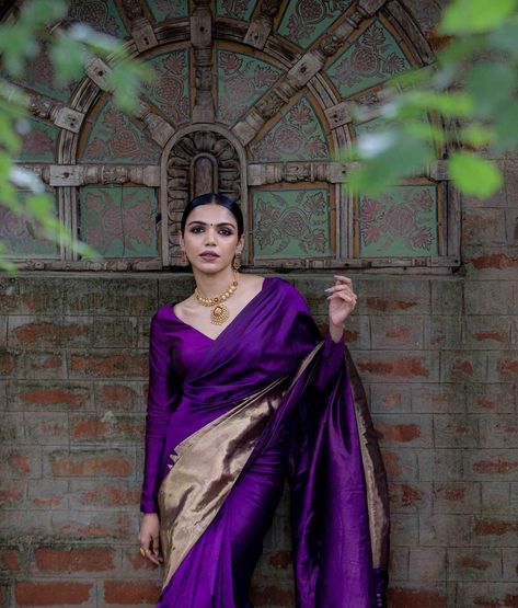 Couture, Haute Couture, Purple Kanchipuram Saree, Shriya Pilgaonkar, Saree Blouse Styles, Kanjivaram Sarees Silk, Simple Saree Designs, Indian Bridal Sarees, Fashionable Saree Blouse Designs