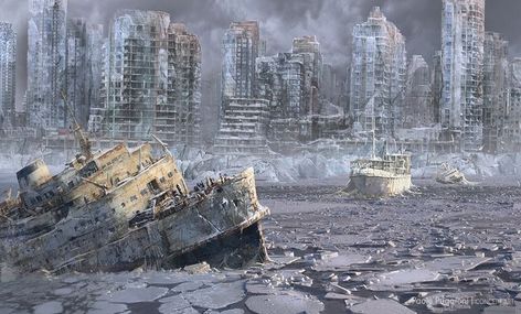 Frozen City, Apocalyptic City, Apocalypse Landscape, Post Apocalyptic City, Nuclear Apocalypse, Nuclear Winter, Apocalypse World, Post Apocalyptic Art, Apocalypse Art