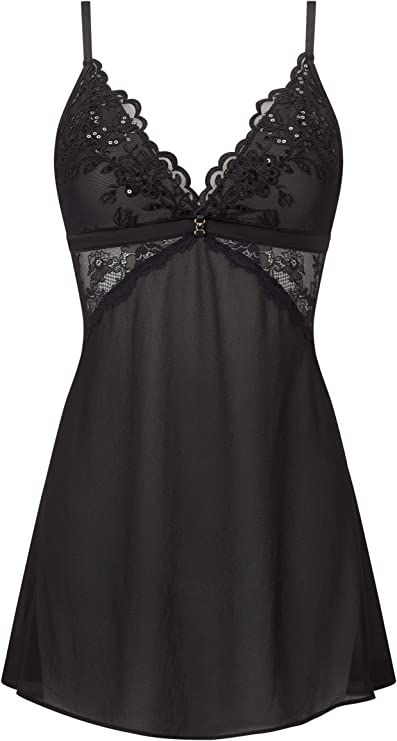 Look like an angel, and feel like a vixen with the Icon Lace Chemise. With a plunging neckline, embroidered detail and sheer chiffon skirt, this babydoll nightie is sure to open some eyes. COMFORTABLE & STYLISH: The nightdress is made from floaty, sheer chiffon; the pulse-racing plunge neckline gives your assets the attention they deserve, with a jewel sparkle and under-bust lace for a fabulously flirty finish. 83% Polyester; 15% Polyamide, 2% Elastane, Excluding trims Hand Wash Only Black Lace Sleepwear, Look Like An Angel, Under Clothing, Black Babydoll, Cute Sleepwear, Ann Summers, Night Dress For Women, Cute Lingerie, Nightwear Women