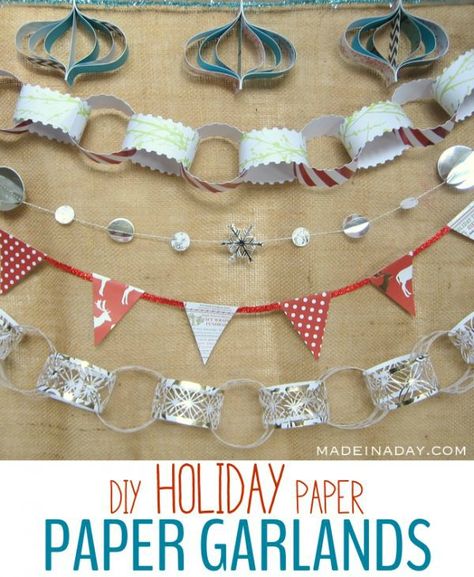 Diy Christmas Tree Garland, Christmas Paper Chains, Diy Paper Christmas Tree, Paper Garlands, Christmas Creative, Paper Christmas Decorations, Paper Chains, Christmas Paper Crafts, Holiday Garlands