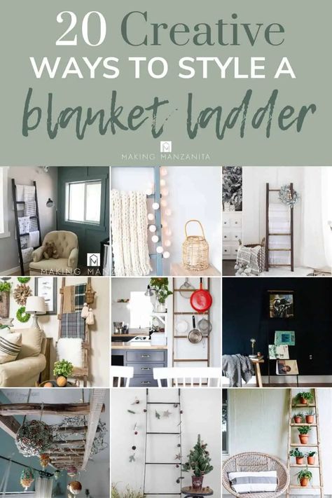 How To Style A Blanket Ladder Bathroom, Ideas For Blanket Ladders, Blanket Ladder Decorating Ideas, Modern Blanket Ladder Living Room, Decorating A Ladder Ideas, Decorating With Ladders On The Wall, How To Decorate A Blanket Ladder Display, Ladder For Blankets Living Rooms, Other Uses For Blanket Ladder