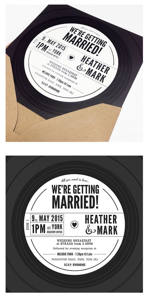 Musical Wedding Invitations, Record Save The Date, Retro Birthday Invitation Design, Wedding Invitations Rock And Roll, Jazz Wedding Invitations, Vinyl Invitation Wedding, Vinyl Themed Wedding, Elvis Presley Wedding Theme, Wedding For Music Lovers