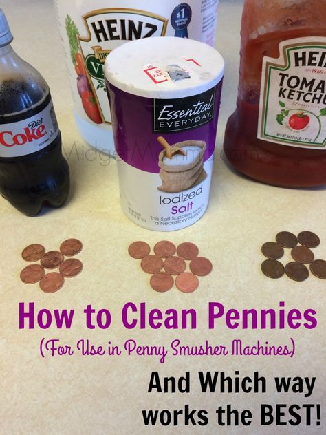 With our upcoming trip to Disney I knew I had to get my pennies ready for the press penny machines that my daughter loves. Check out here to learn how I will be storing my pennies for my Disney trip (inset link here). When I used to the pressed pennies I would try to use the […] Clean Pennies, How To Clean Pennies, Smashed Pennies, Penny Crafts, Penny Art, Pressed Pennies, Penny Floor, Clean Hacks, Clean Baking Pans