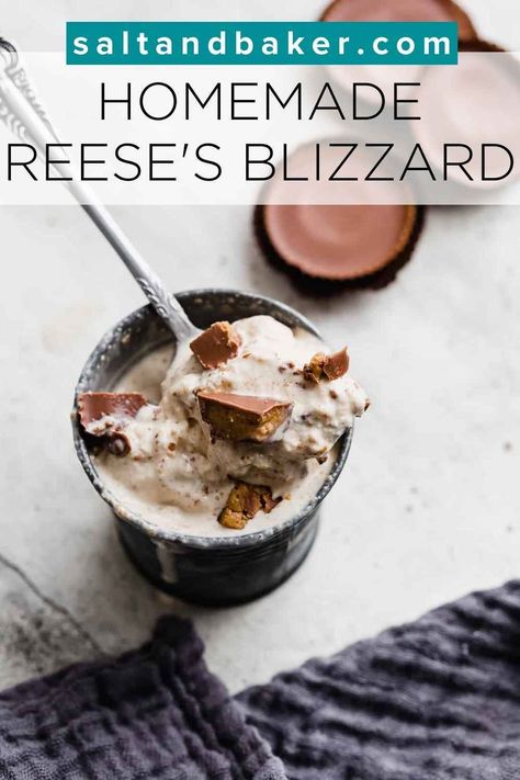 This homemade Reese's blizzard tastes just like the Dairy Queen Reese's blizzard. Made with Reese's peanut butter cups, milk and vanilla ice cream, this 3 ingredient ice cream blizzard recipe is one the entire family will love. It's easy to learn how to make a DQ blizzard. Follow my recipe here! Homemade Blizzard, Dessert Bullet Recipes, Blizzard Recipe, Dq Blizzard, Peanut Butter Cup Ice Cream, Dairy Queen Blizzard, Bullet Recipes, Comfort Meals, Ice Cream Shake