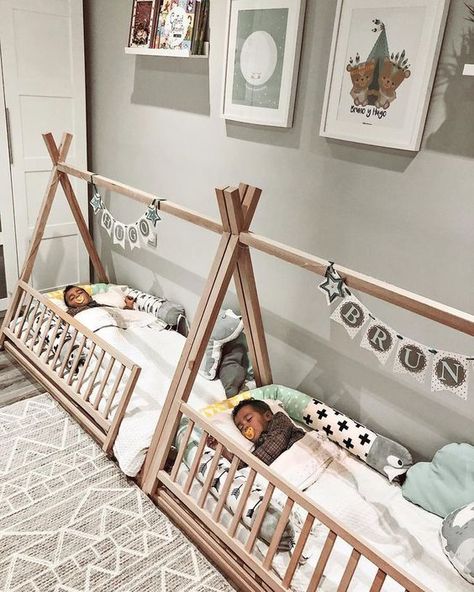 Expecting? Designing your baby nursery is an exciting part of being new parents. You can make it as cute and welcoming as you want! Here's some inspiration! #livingtextilesco #nurseryroomideas #neutralcolorbabyroom #babyroom #modernbabyroom #babyroomdecor#nurseyideas #genderneutral #nurseryinspiration #interiordecorating #decoratingideas #baby #kidsroom Toddler And Baby Room, Shared Room, Toddler Rooms, Baby Room Design, Twins Room, Nursery Baby Room, Wood Headboard, Toddler Bedrooms, Frame Wood