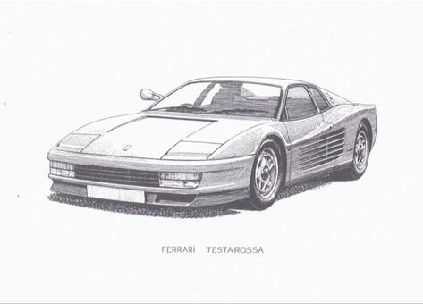 Ferrari Testarossa Drawing, Frank Ocean Car Tattoo, White Ferrari Drawing, F40 Tattoo, White Ferrari Tattoo, White Ferrari Frank Ocean Tattoo, Ferrari Tattoo, Frank Ocean Tattoo, Tv Tattoo