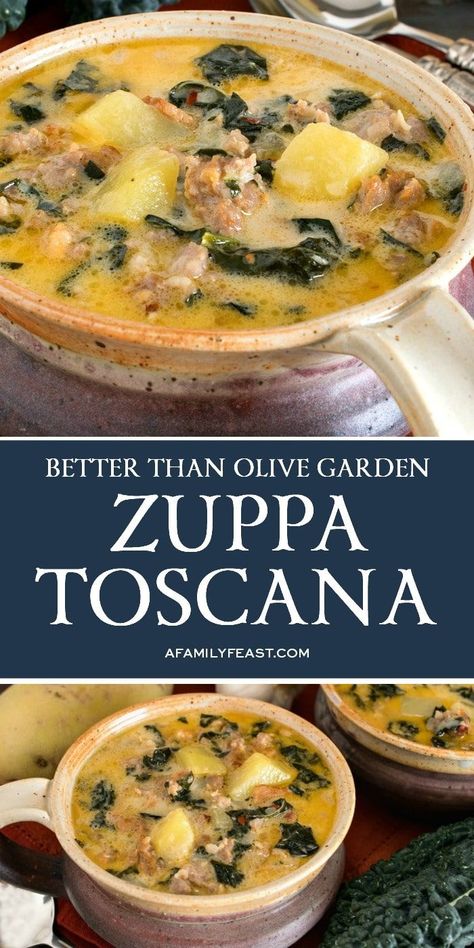 Tomatoes Tuscan-Style Beans Kale And Potatoes, Olive Garden Zuppa, Olive Garden Zuppa Toscana, Tuscan Kale, Zuppa Toscana Soup, Tuscan Soup, Toscana Soup, Italian Soup, Sausage Soup