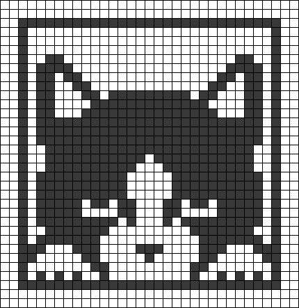 Grey Cat Crochet, Simple Cat Pixel Art, Cat Grid Pattern, Cat Pixel Grid, Alpha Patterns Cat, Black And White Alpha Pattern, Cat Pixel Pattern, Cat Tapestry Crochet, Cat Alpha Pattern