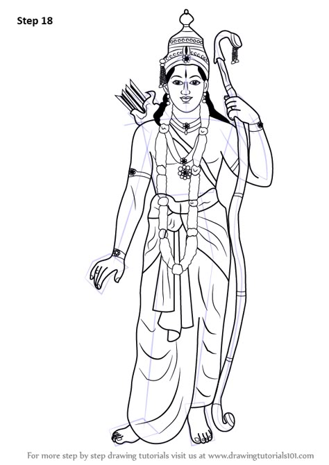 Learn How to Draw Lord Rama (Hinduism) Step by Step : Drawing Tutorials Lord Ram And Sita Drawing, Rama Image, Hindu Religion, Ram Image, Lord Rama Images, Scene Drawing, Kids Coloring Pages, Lord Rama, Shri Ram