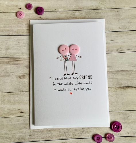 Card For Birthday Friends, Friendship Day For Best Friend, Cute Handmade Gift Ideas For Best Friend, Cute Handmade Gift For Best Friend, Simple Message For Best Friend, Cute Gift Cards For Best Friend, Simple Friendship Day Card, Best Friend Cards Ideas, Best Friend Gift Card Ideas