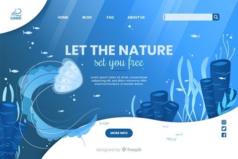 Ocean Website Design, Water Website Design, Ocean Website, Sea Graphic Design, Sea Template, Sea Vector, Blue Website, Desain Ui, Graphisches Design