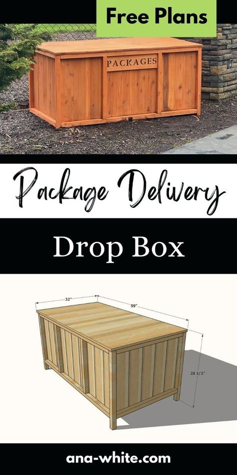 woodworking plans diy Diy Package Delivery Box Ideas, Outdoor Delivery Box Diy, Ups Drop Box Ideas, Large Package Drop Box Ideas, Drop Box Ideas, Repurposed Wood Projects, Parcel Drop Box, Workbench Plan, Cedar Fence Pickets