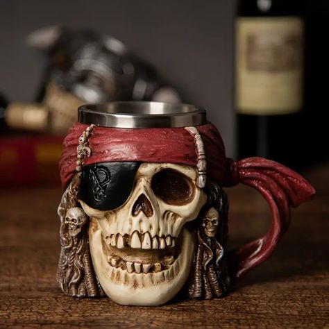 Halloween Skull Viking Pirate Beer Mug Insulated Stainless - Temu Pirate Stories, Real Vikings, Skull Wine, Skull Crafts, Pirate Skull, Large Coffee Mugs, Large Coffee, Series Movies, Tea Mugs