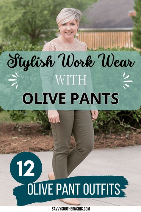 Plus Size Olive Green Pants, Olive Pants Winter Outfit, Green Pants Ideas Outfit, How To Wear Army Green Pants, Outfits Olive Green Pants, What To Wear With Khaki Green Pants, Fall Outfits With Olive Green Pants, Green Joggers Outfit Work, Green Cargo Pants Outfit For Work