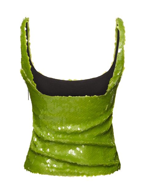 Find 16ARLINGTON Hornet Sequined Top on Editorialist. Fixed shoulder straps. Embellished with sequins. Model is wearing a size6 Gig Outfits Concert What To Wear, Green Sequin Skirt, Sequined Top, Fest Outfits, Low Waist Jeans, Glitter Top, Green Sequins, Current Styles, Autumn Street Style