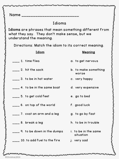 idiom worksheet 3rd grade | The Best of Teacher Entrepreneurs: Language Arts - "Idioms: Worksheets ... 3rd Grade Worksheets, Figurative Language Lessons, Grammar Lesson Plans, Figurative Language Worksheet, Teaching Figurative Language, Common Core Language, Ela Worksheets, Language Arts Worksheets, Worksheets For Grade 3