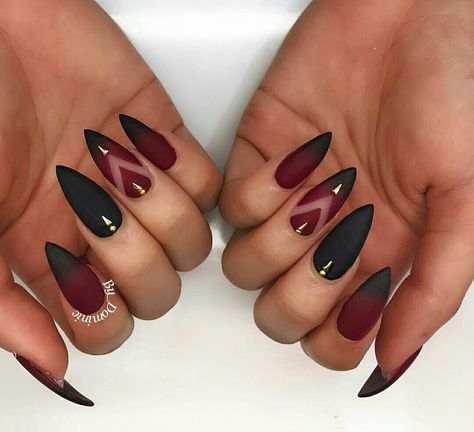 @IIIannaIII Dark Red Witchy Nails, Gothic Thanksgiving Nails, Persephone Colors, Villain Era Nails, Persephone Inspired Nails, Scarlett Witch Nails, Horror Nail Ideas, Hades And Persephone Nails, Black And Wine Nails