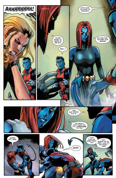 Age Of X-Man: The Amazing Nightcrawler (2019) #4, page 18 (Mystique has tipped Nightcrawler off about a possible child, Tenia) https://readcomicsonline.ru/comic/age-of-xman-the-amazing-nightcrawler-2019/4/18 Mystique And Nightcrawler, Nightcrawler And Mystique, X Men Nightcrawler Fanart, Nightcrawler Xmen Comic, Mystique Comic, Mystique Xmen, Mystique Art, Nightcrawler Comic, Panel Composition