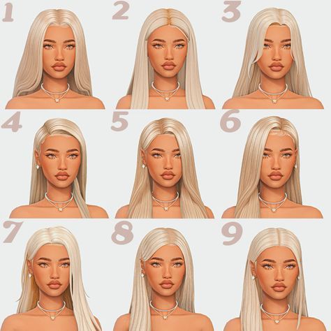 Alpha Sims Cc Hair, Sims Cc Straight Hair, Sims 4 Blonde Hair, Sims 4 Cc Straight Hair, Sims 4 Character Ideas, Sims Hairstyles, Pretty Sims, Sims4 Clothing, Ways To Style Your Hair