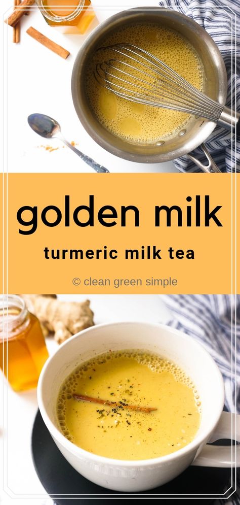 The most amazing Golden Milk recipe...so delicious! Made with Turmeric, it's the perfect bedtime treat #vegan #turmeric | cleangreensimple.com Turmeric Milk Tea, Turmeric Milk Recipe, Benefits Of Eating Avocado, Turmeric Golden Milk, Golden Milk Recipe, Turmeric Milk, Turmeric Latte, Turmeric Health Benefits, Fresh Turmeric