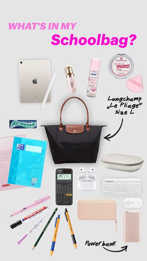 Everything that fits inside my large sized Le Pliage bag 🌸 #schoolbag #whatsinmybag #longchamp #lepliage Longchamp Le Pliage Sizes, Longchamp Le Pliage Large, Longchamp Bag, Essential Bag, Permanent Marker, Longchamp Le Pliage