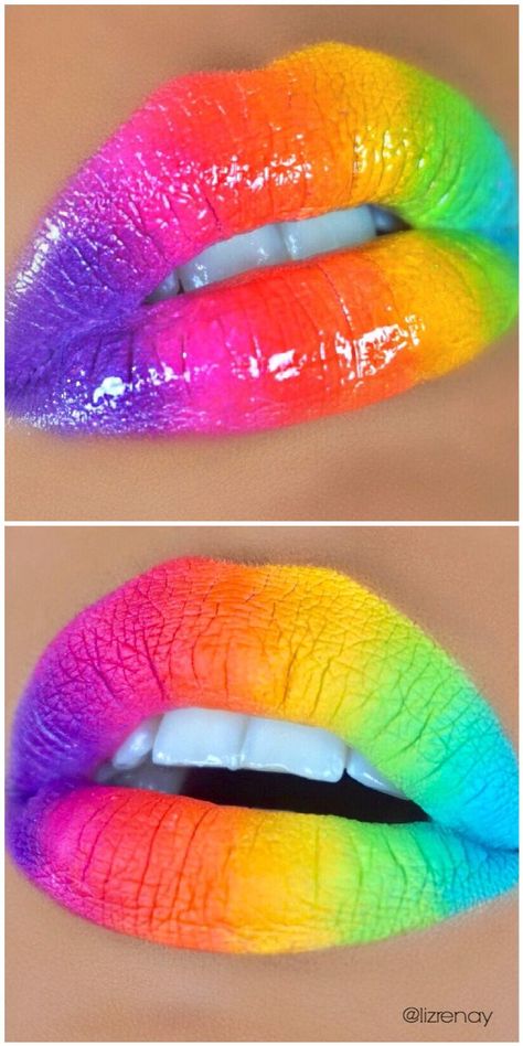 Green Angel, Makeup Recipes, Rainbow Lips, Lip Art Makeup, Lips Art, Drag Make-up, Awesome Makeup, Stick Design, Lipstick Designs