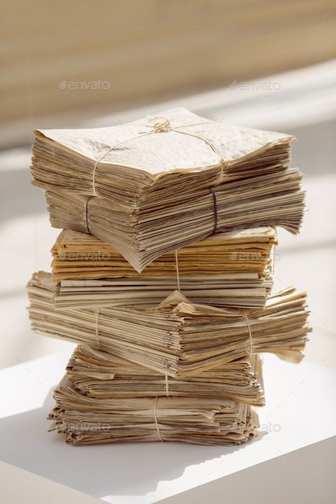 Pile Of Papers Aesthetic, Book Pile Aesthetic, Vintage News Paper Aesthetic, Stick Architecture, Old Newspaper Background, Old Fashion Newspaper, Stack Of Newspapers, Newspaper Structures, Newspaper Display