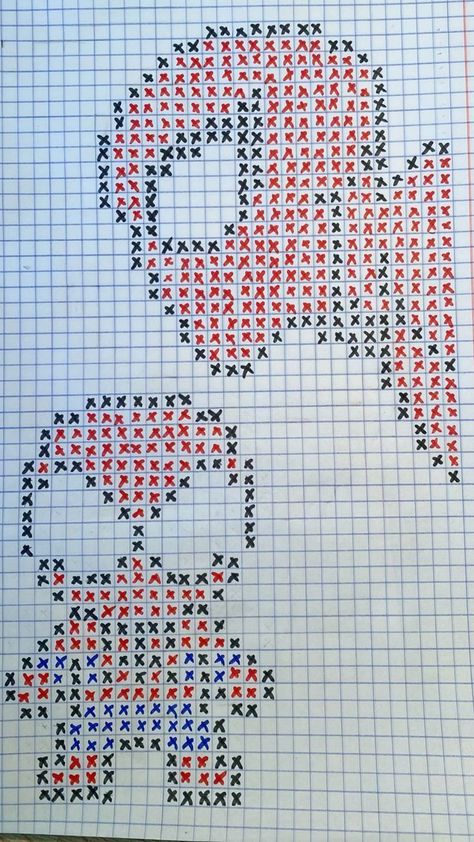 Pixel Art Pattern On Graph Paper, Dot Paper Art, Graph Paper Art Spiderman, What To Draw On Graph Paper, Cute Easy Cross Stitch Patterns, Easy Pixel Art Crochet, Graph Paper Pixel Art, Random Pixel Art, Cute Grid Art