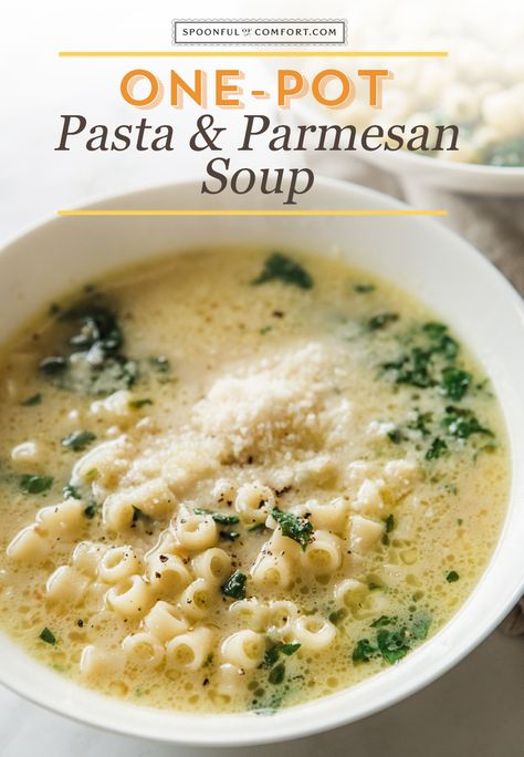 One-Pot Pasta & Parmesan Soup Butter Parmesan Noodle Soup, Parmesan Noodle Soup, Parmesan Broth Soup, Parmesan Soup Pasta, Ditalini Pasta Recipes Vegetarian, Parmesan Rind Soup, Soup With Tiny Pasta, Vegetable Soup With Ditalini, Parmesan Pasta Soup 12 Tomatoes