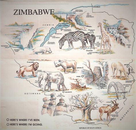 Zimbabwe - Tourist map Zimbabwe Map, Zimbabwe History, Lake Games, Zimbabwe Africa, Park Games, Tourist Map, Game Reserve, Old Map, Zimbabwe