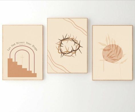 Minimalist Christian Decor, Church Mural, Wisdom Speaks, Jesus Crown Of Thorns, Room Oasis, Jesus Crown, Church Painting, Paint Collage, Christian Nursery