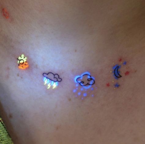 Tattoo Ideas 2 People, Glow Worm Tattoo, Cute Colored Tattoos, Asexual Tattoos, Cute Minimalist Tattoo, Colourful Tattoo, Small Colorful Tattoos, Rainbow Tattoo, 16 Tattoo