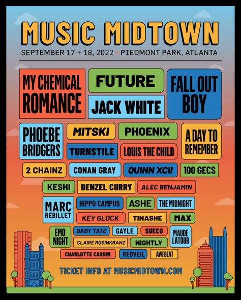 Piedmont Park Atlanta, Music Midtown, Hippo Campus, Denzel Curry, Piedmont Park, 2 Chainz, Jack White, Conan Gray, My Chemical