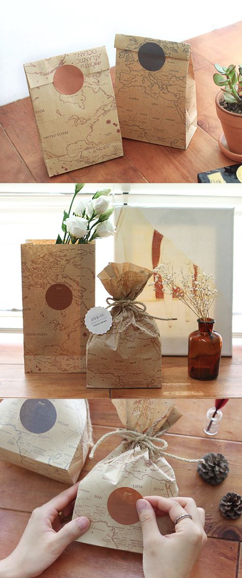 Diy Paper Bag, Map Paper, Gift Bags Diy, Cookie Packaging, Best Diy, Creative Packaging, Final Touch, Printed Bags, Diy Bag