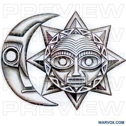 Inca Sun Tattoo, Mexican Sun Tattoo, Emperor Tattoo, Aztec Sun Tattoo, Inca Symbols, God Tattoo Design, Aztec Moon, Indian Chief Tattoo, Aztec Serpent