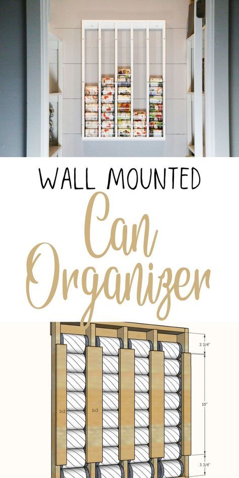 Can Good Organization Ideas, Diy Can Organizer For Pantry Wood, Can Food Organizer Diy, Pallet Can Holder, Diy Pantry Can Organizer, Can Rack Organizer Diy, Wall Mounted Can Organizer, Pantry Can Shelf, Can Rack Pantry Food Storage