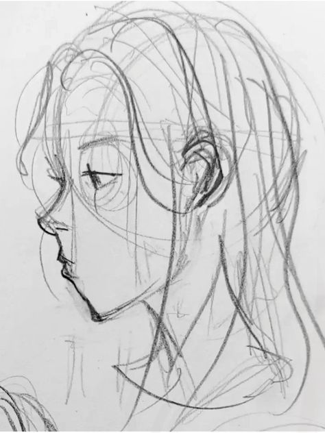 Side profile Person Looking Up Side Profile, Side Profile Practice, Side Profile Semi Realism, Side Profile Guidelines, Woman Side Profile Reference, Stylized Side Profile, Girl Side Profiles Drawings, Side Profile Reference Woman, Side Profile Woman Drawing