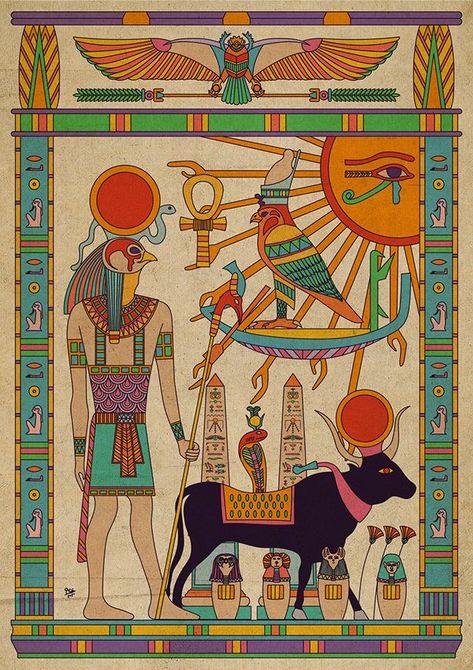 Mesir Kuno Art, Ancient Egypt Concept Art, Ancient Egyptian Art Drawing, Egyptian Art Drawing, Egypt Anubis, Anubis And Horus, Ancient Egyptian Artwork, Egyptian Wall Art, Egyptian Artwork