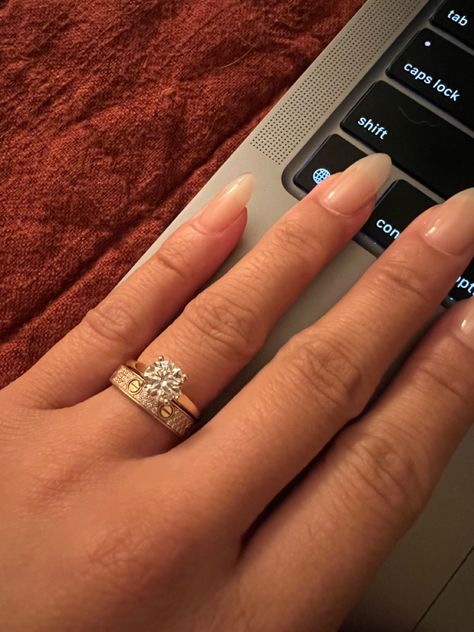 Engagement Rings With Cartier Love Band, Wedding Ring With Cartier Band, Cartier Love Ring Diamond, Cartier Wedding Band, Cartier Love Band, Cartier Store, Cartier Wedding Bands, Cartier Wedding Rings, Cartier Love Wedding Band