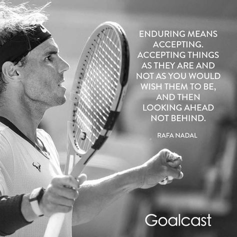 "Enduring means accepting. Accepting things as they are and not as you would wish them to be, and then looking ahead not behind."🧐🌱 -Rafa Nadal via Goalcast -Creator Unknown Nadal Quotes, Rafa Nadal, Instagram Life, Wimbledon, Tennis Racket, Tennis, The Creator, On Instagram, Instagram