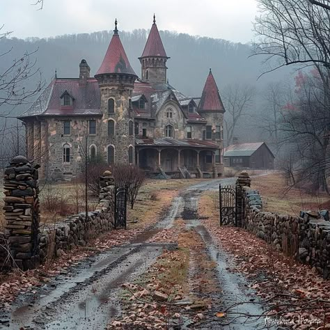 Abandoned Manor, Old Abandoned Buildings, Victorian Mansions, Abandoned House, Abandoned Mansions, Fantasy House, Gothic Architecture, Gothic House, Abandoned Buildings