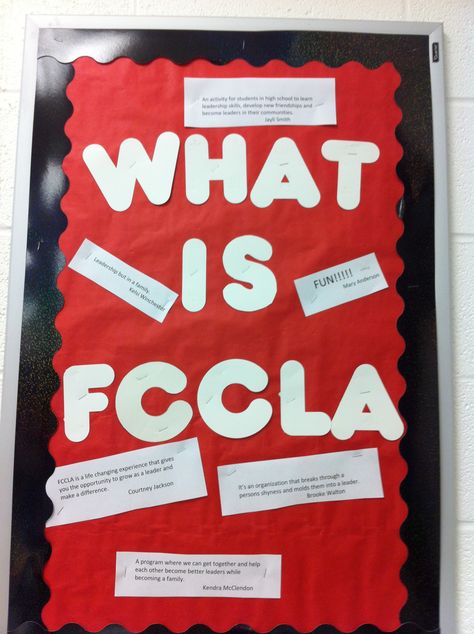 What is FCCLA bulletin board.....I also use this as a place to post information about our activities through out the year Bulletin Board, The Year, A Place