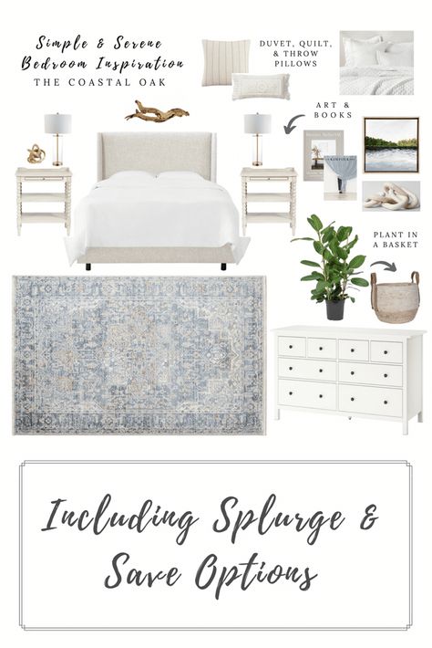 Serene & Simple Bedroom Design Inspiration - The Coastal Oak Transitional Coastal Bedroom, Traditional Coastal Bedroom, French Coastal Bedroom, Bedroom Asthetics, Coastal Chic Bedroom, Calm Bedroom Ideas, Coastal Guest Bedroom, Scandinavian Interior Bedroom, Coastal Bedroom Aesthetic