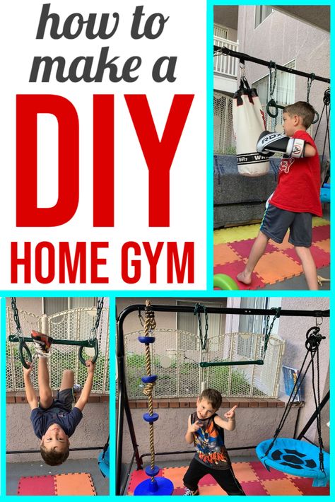 Garage Jungle Gym, Garage Sensory Gym, Garage Gym Playroom, Diy Sensory Gym At Home, Diy Indoor Jungle Gym, Diy Indoor Kids Gym, Diy Sensory Gym, Monkey Bars In Bedroom, Diy Indoor Jungle Gym For Kids