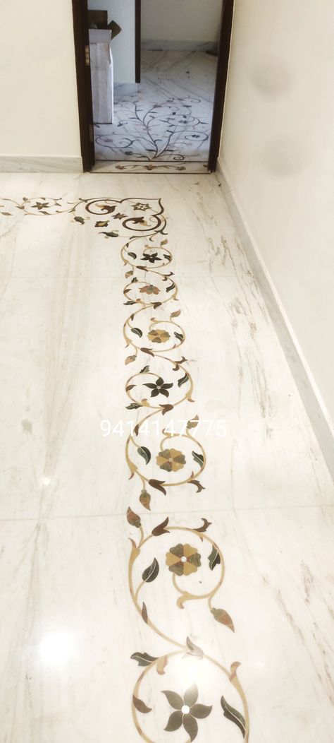 Marble inlay floor design natural stone flower leaf contact us 9928357775 Marble Flooring Pattern, Floor Inlay Design, Luxury Marble Flooring, Marble Inlay Designs, Marble Inlay Floor, Floor Inlay, Floor Pattern Design, Villa Decor, Inlay Flooring