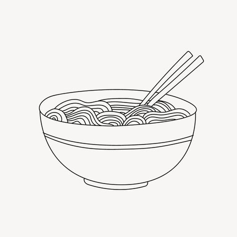 Noodle Doodle, Line Art Illustration, Drawing Black, Noodle Bowl, Noodle Bowls, Download Free Images, Cartoon Illustration, Illustration Drawing, Royalty Free Photos